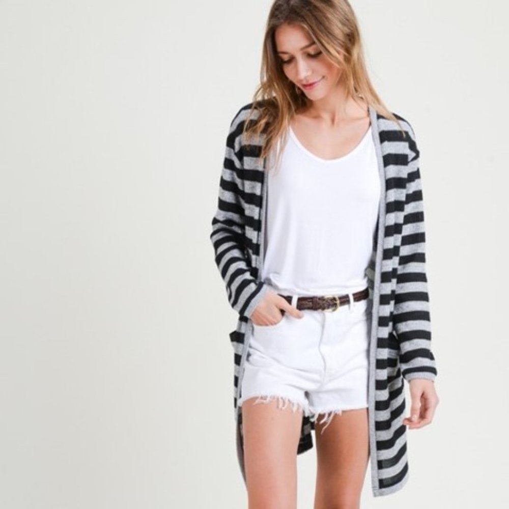 Striped Longline Cardigan